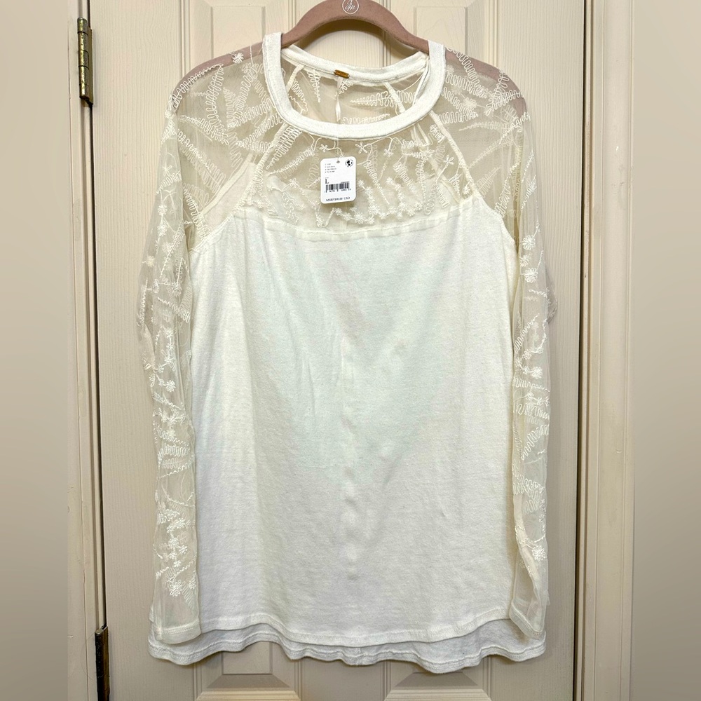 Free People Beige Top Size Large
